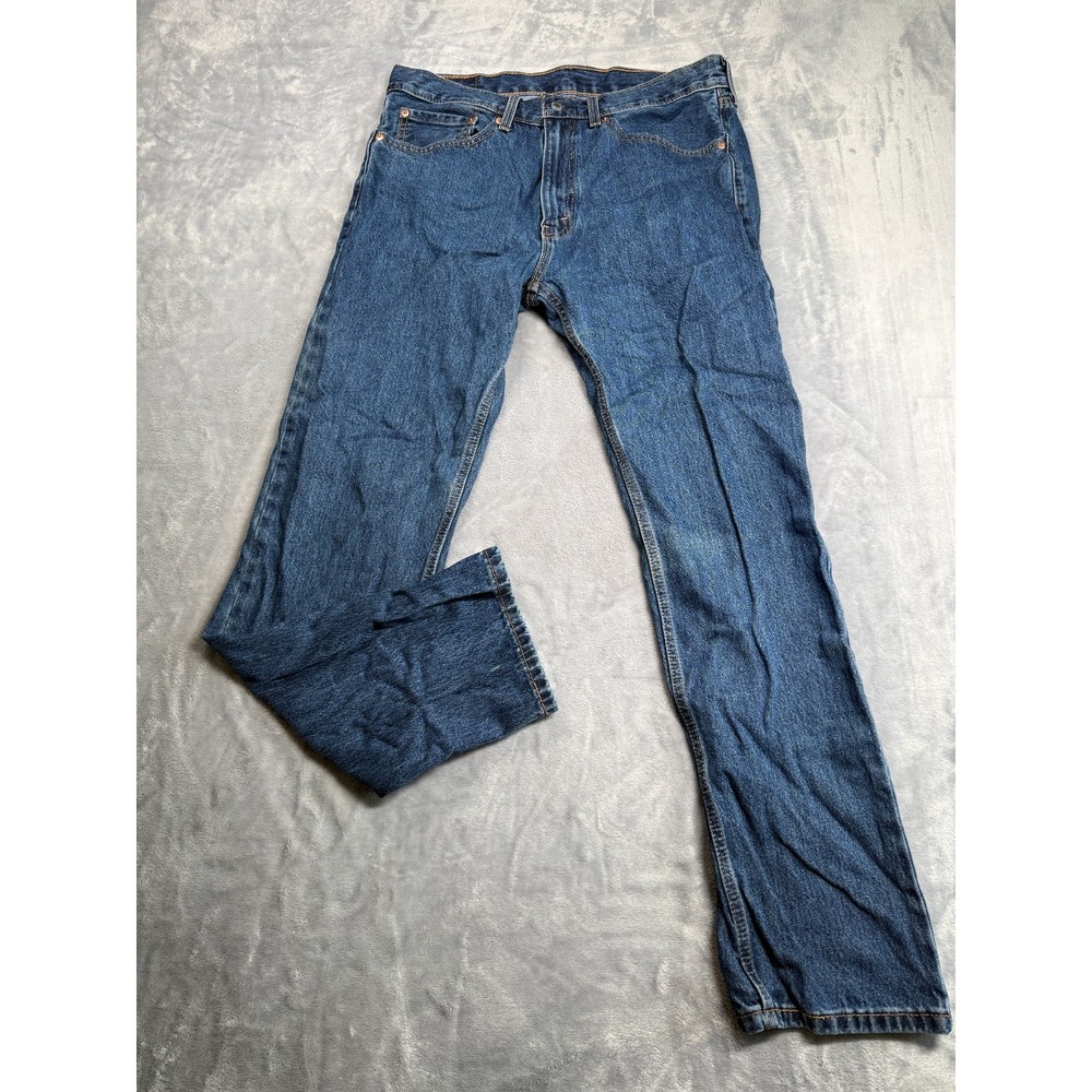 Levi's 505 Regular Jeans Mens 34x32 Blue Denim Dark Wash Mid Rise Straight Leg